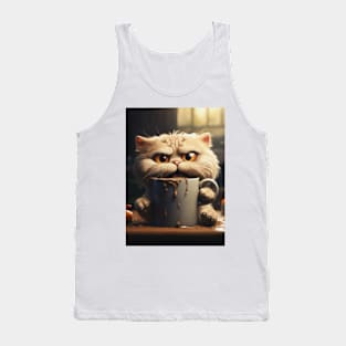 Funny Cat Drinking Tank Top